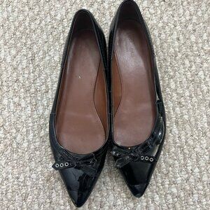 Cole haan pointed toe black flats size 8 bow